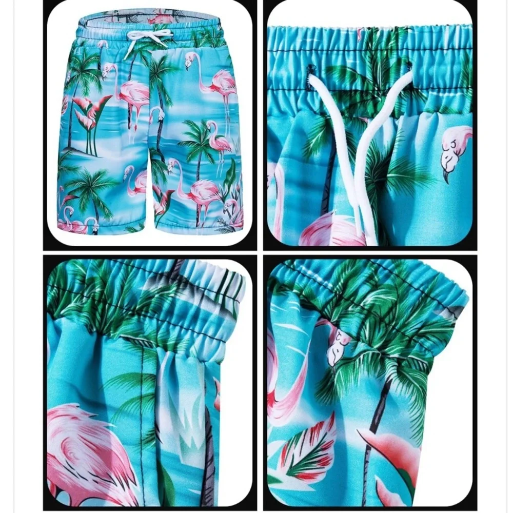 TUNEVUSE Boys Flamingo‎ 3pc Cabana Set Shirt Shorts Hat Beach Vacation NEW~NWT!!